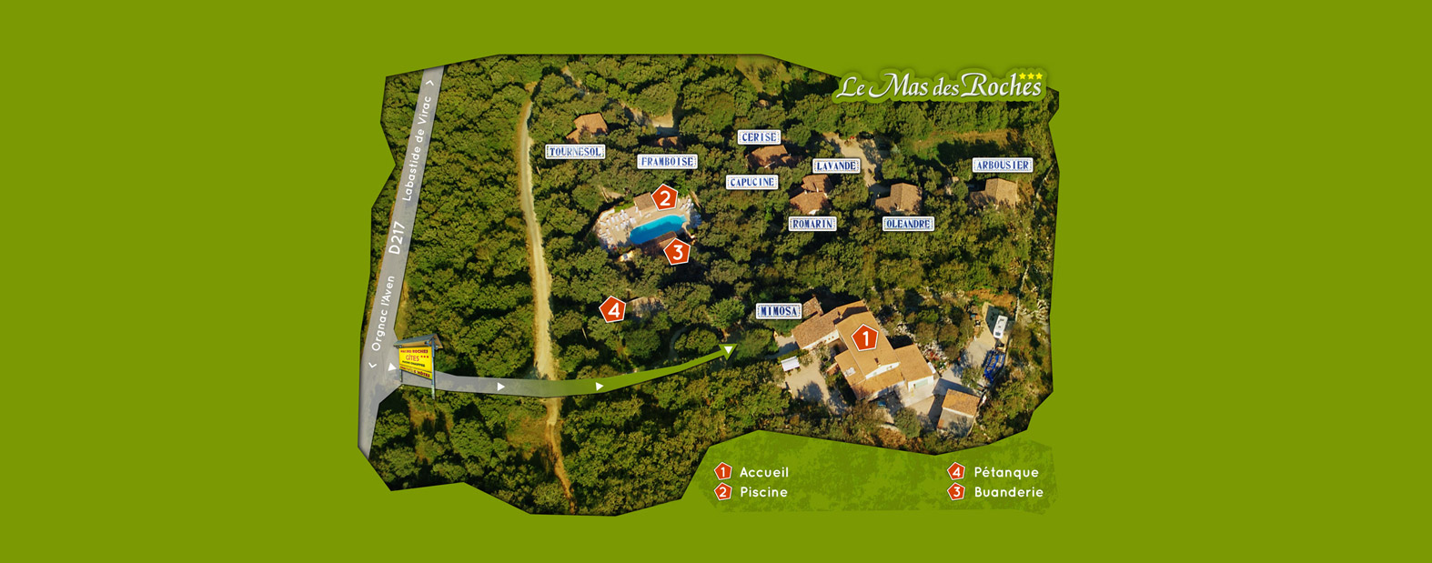 Vue aérienne des gîtes